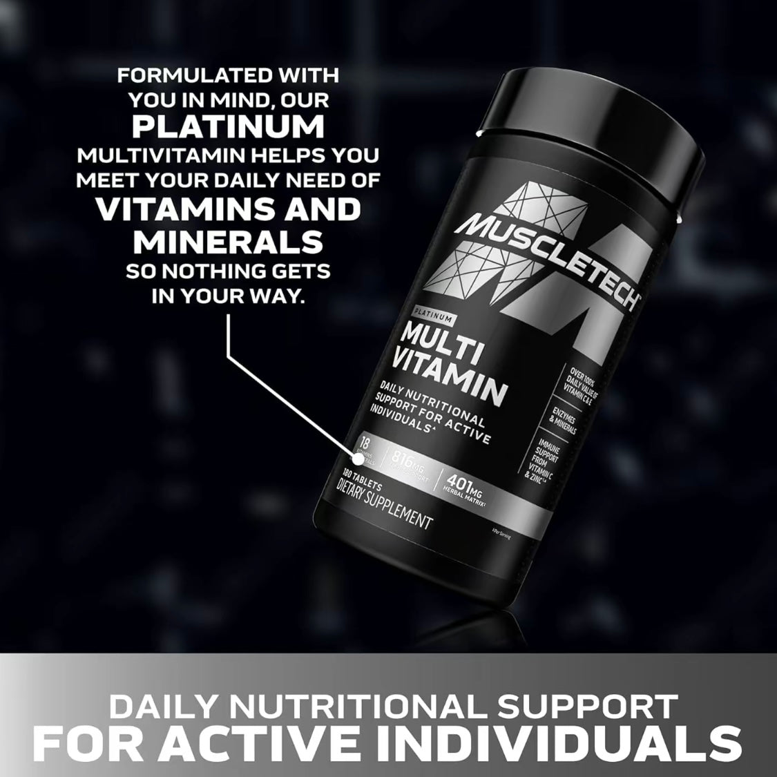 Muscletech Platinum Multivitamin for Men & Women – Daily Immune Support