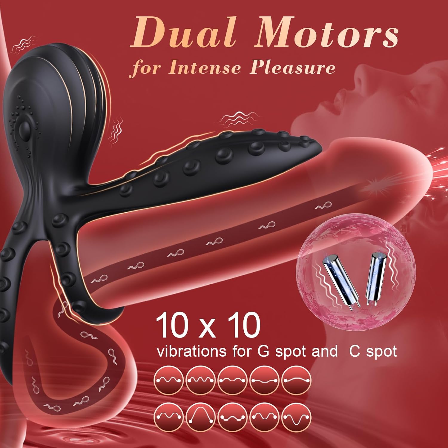 Dual Motor Vibrating Cock Ring for Couples – 10-Speed Penis Sleeve with Clitoral Stimulator