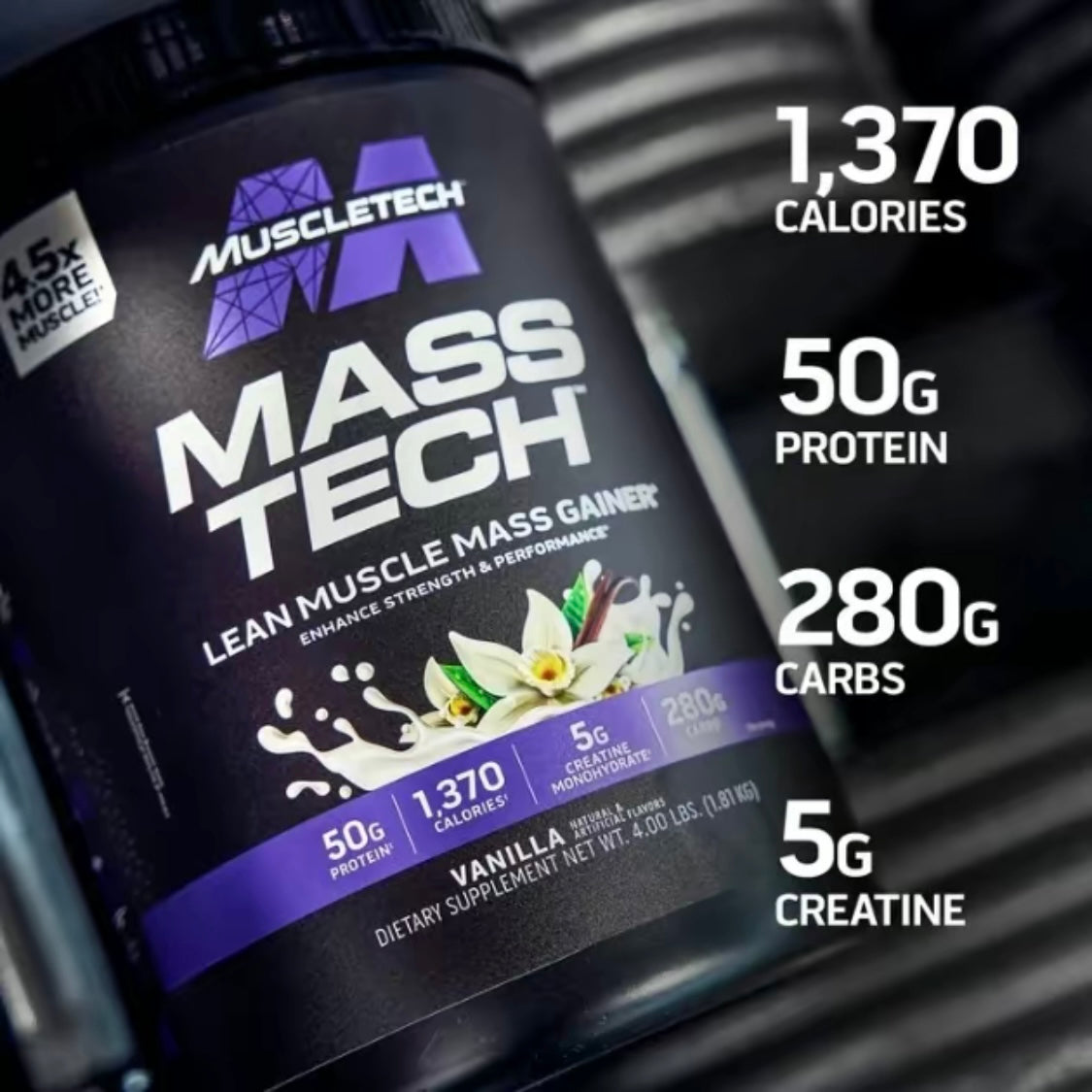 MuscleTech Mass Tech Protein Powder – Vanilla (4 lb)