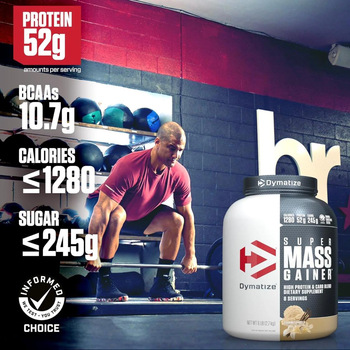 Super Mass Gainer – 1280 Calories, 52g Protein, Gourmet Vanilla (8 Servings)