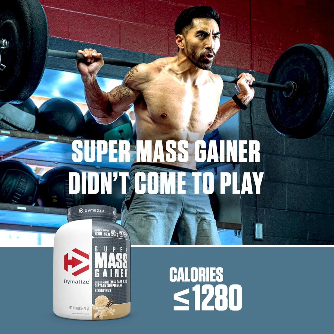 Super Mass Gainer – 1280 Calories, 52g Protein, Gourmet Vanilla (8 Servings)