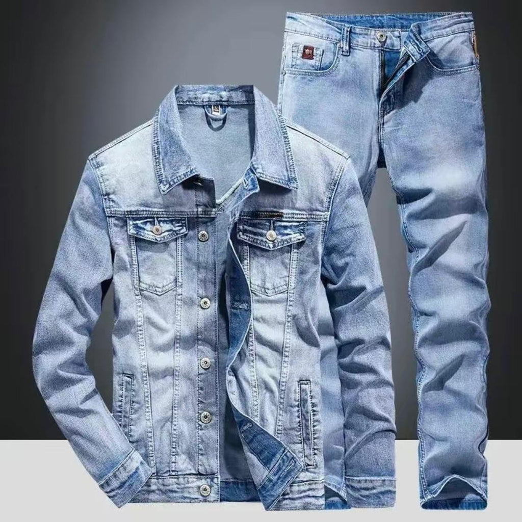 Men’s Slim-Fit Stretch Denim Suit – 2-Piece Jacket & Jeans Set