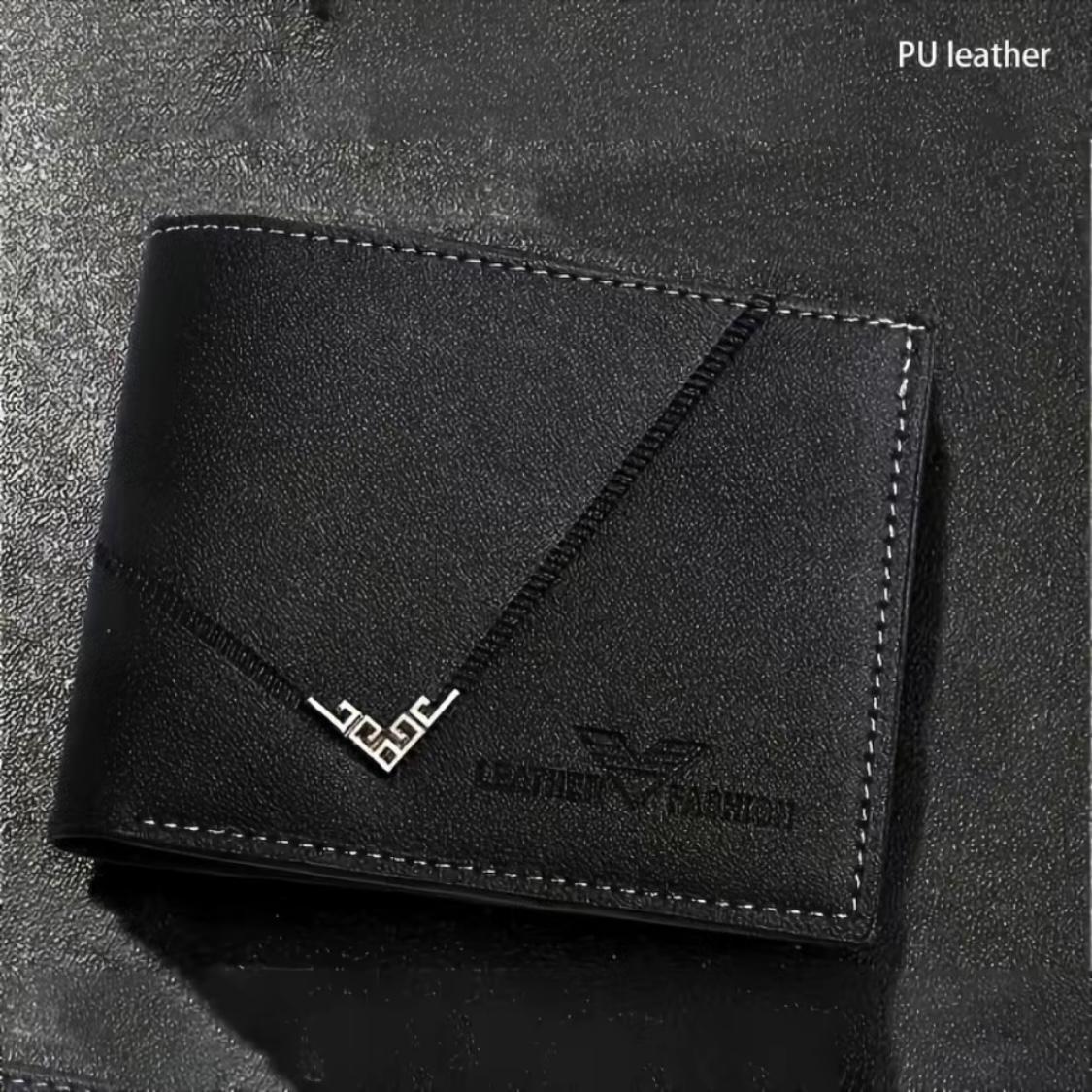 5-Piece Men’s Wallet Gift Set – Faux Leather, Black, with Eyeglass Case & Keychain
