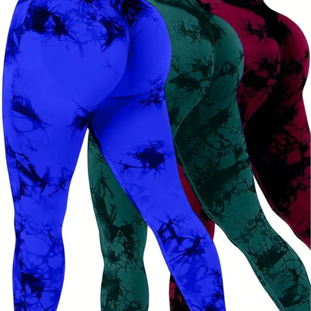 3-Pack Women’s Tie-Dye High-Waisted Leggings – Scrunch Butt, Tummy Control