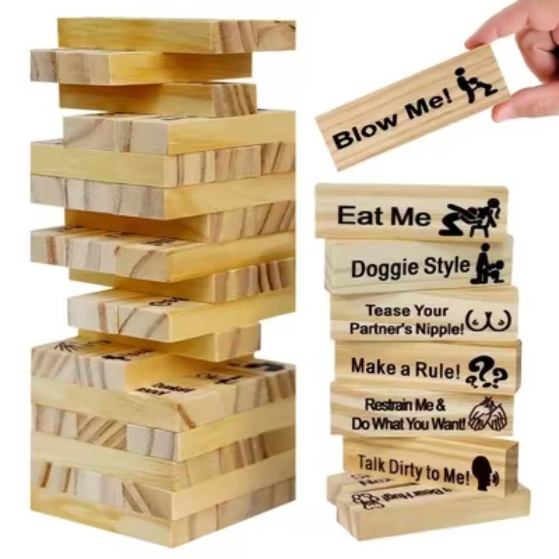 Pakoc Couples Wooden Tumbling Tower – 48-Piece Stacking Game