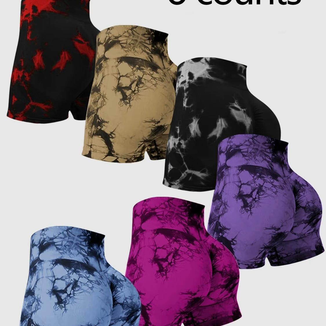 Women's Tie-Dye Ruched High-Waist Sports Shorts