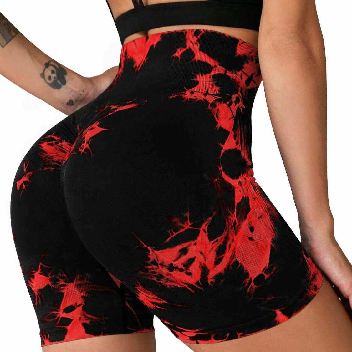 Women's Tie-Dye Ruched High-Waist Sports Shorts