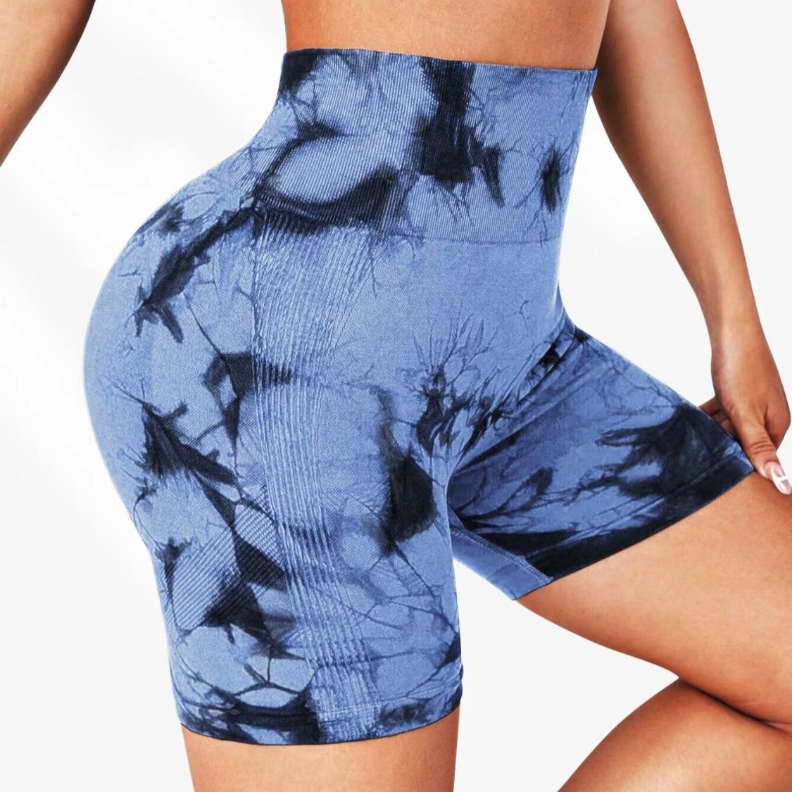 Women's Tie-Dye Ruched High-Waist Sports Shorts
