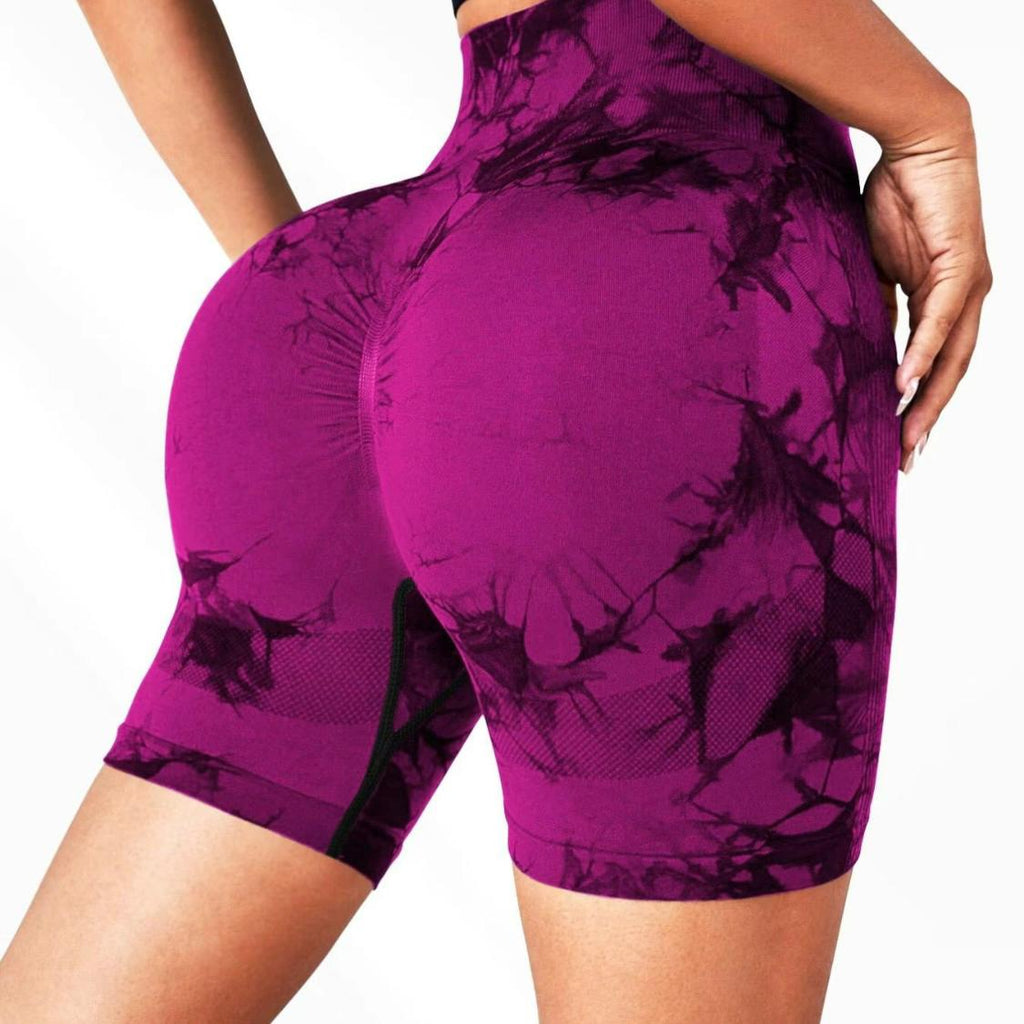 Women's Tie-Dye Ruched High-Waist Sports Shorts